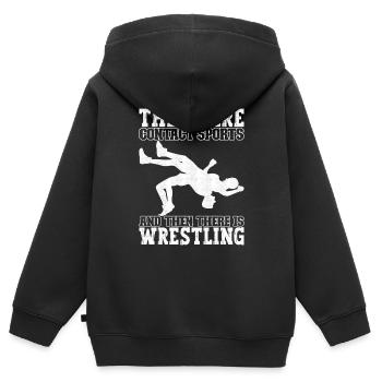 Wrestling Ringen Ringer - Kinder Premium Organic Zip Hoodie - Schwarz - Hinten - AI Model Kid Male (0cm)