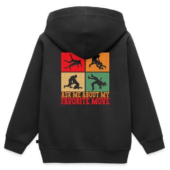 Wrestling Ringen Ringer - Kinder Premium Organic Zip Hoodie - Schwarz - Hinten - AI Model Kid Male (0cm)