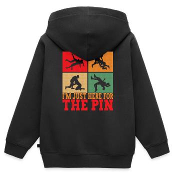 Wrestling Ringen Ringer - Kinder Premium Organic Zip Hoodie - Schwarz - Hinten - AI Model Kid Male (0cm)
