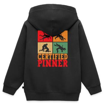 Wrestling Ringen Ringer - Kinder Premium Organic Zip Hoodie - Schwarz - Hinten - AI Model Kid Male (0cm)