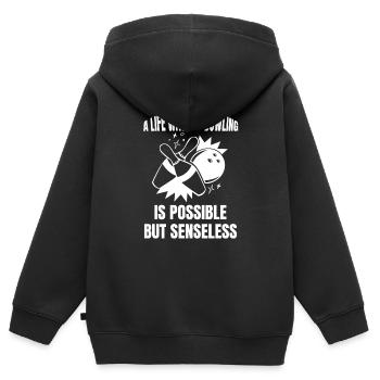 Bowling Bowling Bowling Club Bowling Club - Sweat Premium à capuche zippé enfant bio - noir - Dos - AI Model Kid Male (0cm)