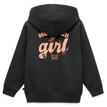 Fille monarque - Sweat Premium à capuche zippé enfant bio - noir - Dos - AI Model Kid Male (0cm)