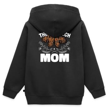 Monarque Papillon Maman - Sweat Premium à capuche zippé enfant bio - noir - Dos - AI Model Kid Male (0cm)