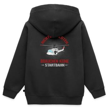 Hubschrauberpilot Richtige Piloten - Kinder Premium Organic Zip Hoodie - Schwarz - Hinten - AI Model Kid Male (0cm)