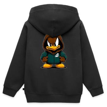 Angry Duck - Wütende Ente - Kinder Premium Organic Zip Hoodie - Schwarz - Hinten - AI Model Kid Male (0cm)