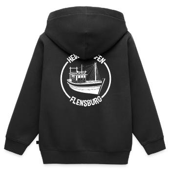 Heimathafen Flensburg - Norddeutschland Flensburge - Kinder Premium Organic Zip Hoodie - Schwarz - Hinten - AI Model Kid Male (0cm)