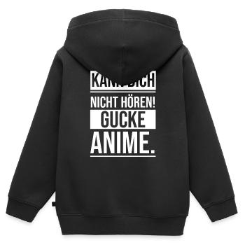 Kann dich nicht hören gucke Anime - Kinder Premium Organic Zip Hoodie - Schwarz - Hinten - AI Model Kid Male (0cm)