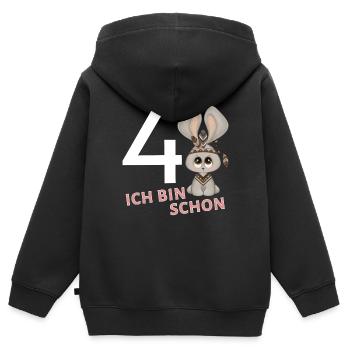 Ich bin schon 4 Jahre alt Kinder Geburtstag Hase - Kinder Premium Organic Zip Hoodie - Schwarz - Hinten - AI Model Kid Male (0cm)