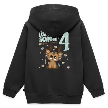 Ich bin schon 4 Jahre alt Kinder Geburtstag Reh - Kinder Premium Organic Zip Hoodie - Schwarz - Hinten - AI Model Kid Male (0cm)