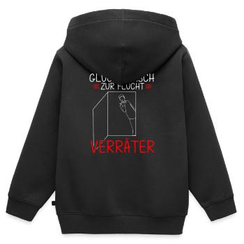 Glückwunsch zur Flucht Verräter! Abschiedsgeschenk - Kinder Premium Organic Zip Hoodie - Schwarz - Hinten - AI Model Kid Male (0cm)