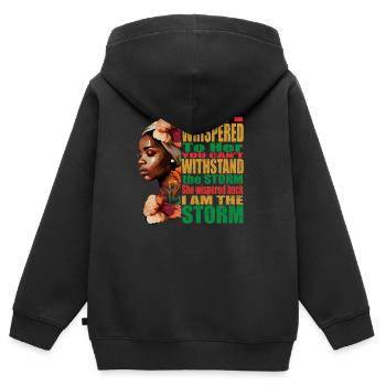 Femmes noires fortes Fierté noire Mois de l’histoire des Noirs - Sweat Premium à capuche zippé enfant bio - noir - Dos - AI Model Kid Male (0cm)