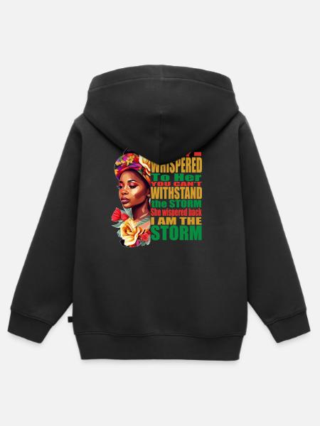 I Am the Storm African Woman Black History Month - Kids Premium Organic Zip-up Hoodie - black