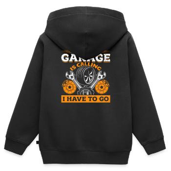 Garage ruft KFZ Mechaniker Oldtimer Bastler Tuning - Kinder Premium Organic Zip Hoodie - Schwarz - Hinten - AI Model Kid Male (0cm)