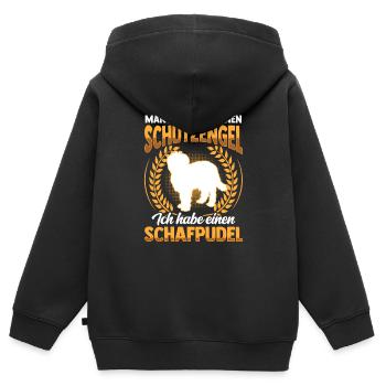 Schafpudel Schutzengel altdeutscher Hütepudel - Kinder Premium Organic Zip Hoodie - Schwarz - Hinten - AI Model Kid Male (0cm)