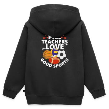 P.E. Teachers Love Good Sports Physical Education - Kids Premium Organic Zip-up Hoodie - black - Back - AI Model Kid Male (0cm)