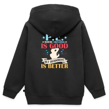 P.E. où la transpiration est bonne mais le déodorant est Bette - Sweat Premium à capuche zippé enfant bio - noir - Dos - AI Model Kid Male (0cm)