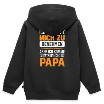 Ich Versuche Mich Zu Benehmen - Kinder Premium Organic Zip Hoodie - Schwarz - Hinten - AI Model Kid Male (0cm)