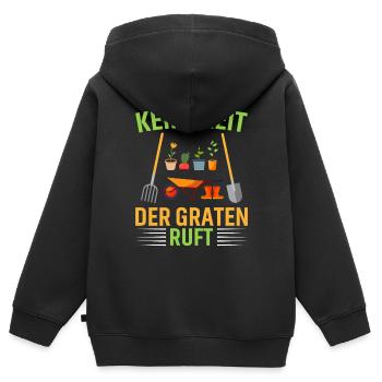 KEINE ZEIT DER GRATEN RUFT - Kinder Premium Organic Zip Hoodie - Schwarz - Hinten - AI Model Kid Male (0cm)