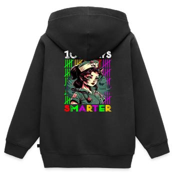 100 Days Smarter - Kids Premium Organic Zip-up Hoodie - black - Back - AI Model Kid Male (0cm)