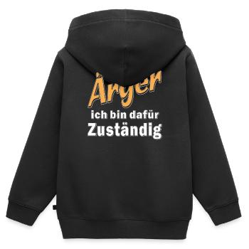 Ärger ich bin dafür Zuständig - Kinder Premium Organic Zip Hoodie - Schwarz - Hinten - AI Model Kid Male (0cm)