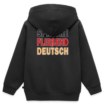 SPRECHE FLIEßEND DEUTSCH - Kinder Premium Organic Zip Hoodie - Schwarz - Hinten - AI Model Kid Male (0cm)