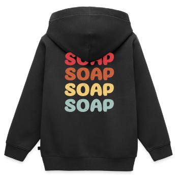 Savon - Sweat Premium à capuche zippé enfant bio - noir - Dos - AI Model Kid Male (0cm)