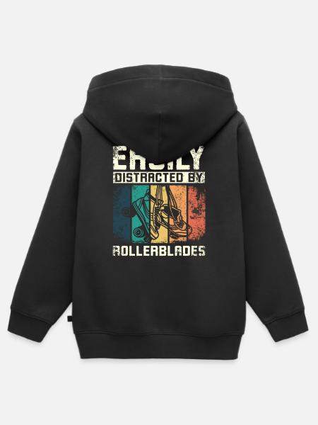 Easily distracted by rollerblades - Kinder Premium Organic Zip Hoodie - Schwarz