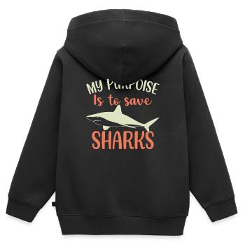 Requins Requins plongeurs Requin - Sweat Premium à capuche zippé enfant bio - noir - Dos - AI Model Kid Male (0cm)