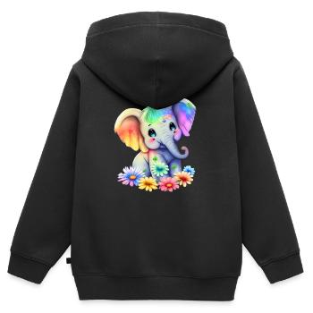 Kleiner Baby Elefant - Kinder Premium Organic Zip Hoodie - Schwarz - Hinten - AI Model Kid Male (0cm)