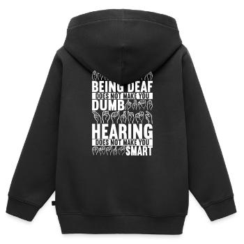 Sourds sourds muets sourds - Sweat Premium à capuche zippé enfant bio - noir - Dos - AI Model Kid Male (0cm)