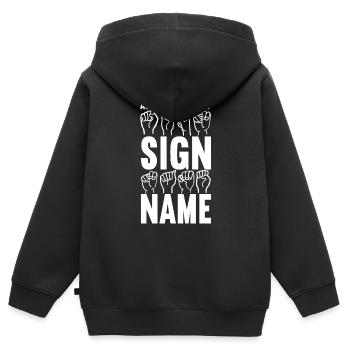 Sourds sourds muets sourds - Sweat Premium à capuche zippé enfant bio - noir - Dos - AI Model Kid Male (0cm)