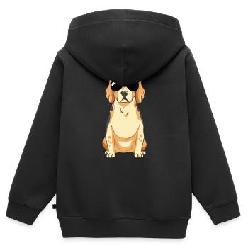 Beagle Welpe Mit Sonnebrille - Kinder Premium Organic Zip Hoodie - Schwarz - Hinten - AI Model Kid Male (0cm)