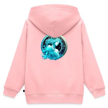 Portez votre signe du zodiaque astrologique avec fierté: Aquari - Sweat Premium à capuche zippé enfant bio - rose - Dos - AI Model Kid Female (0cm)