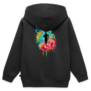 Jogging und Laufen - Kinder Premium Organic Zip Hoodie - Schwarz - Hinten - AI Model Kid Male (0cm)