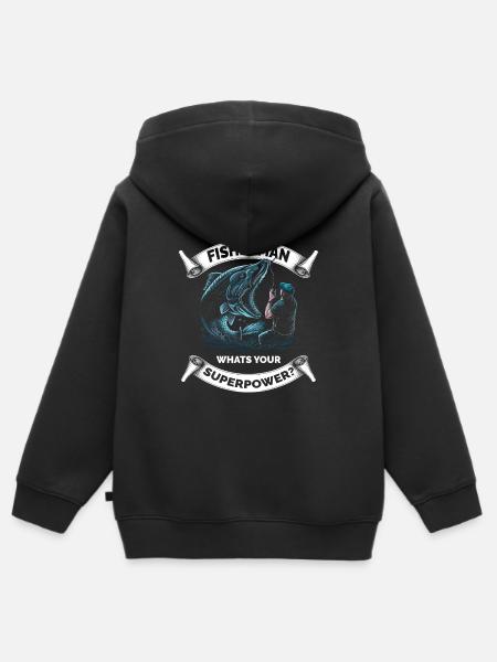 Drôle de pêcheur pêcheur - Premium børne zip-hættetrøje økologisk - sort
