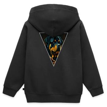 ROTTWEILER chien Rotti Rottie - Sweat Premium à capuche zippé enfant bio - noir - Dos - AI Model Kid Male (0cm)