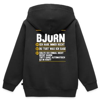 Björn - Kinder Premium Organic Zip Hoodie - Schwarz - Hinten - AI Model Kid Male (0cm)