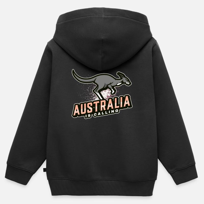 L’Australie appelle - Sweat Premium à capuche zippé enfant bio - noir