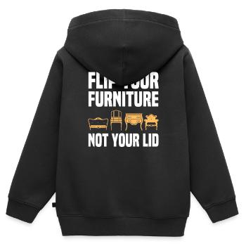 Möbel Aufarbeiten - Kinder Premium Organic Zip Hoodie - Schwarz - Hinten - AI Model Kid Male (0cm)