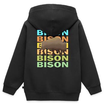 BISON - Sweat Premium à capuche zippé enfant bio - noir - Dos - AI Model Kid Male (0cm)
