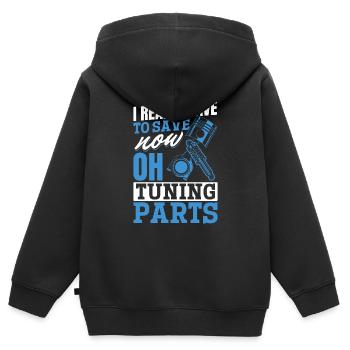 OH! Tuning Pièces Mécanicien Oldtimer Amateur Tuning - Sweat Premium à capuche zippé enfant bio - noir - Dos - AI Model Kid Male (0cm)