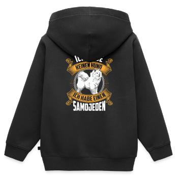 Ich habe einen Samojede Samojedenspitz - Kinder Premium Organic Zip Hoodie - Schwarz - Hinten - AI Model Kid Male (0cm)