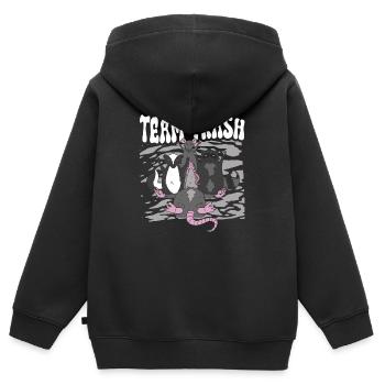 Team Trash - Kinder Premium Organic Zip Hoodie - Schwarz - Hinten - AI Model Kid Male (0cm)