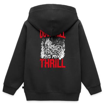 DOWNHILL IS MY THRILL - Mountainbike Motiv Outdoor - Kinder Premium Organic Zip Hoodie - Schwarz - Hinten - AI Model Kid Male (0cm)
