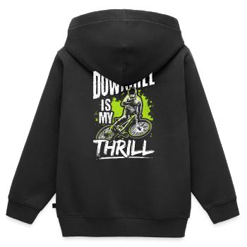 DOWNHILL IS MY THRILL - Fahrrad Motorsport Adrena - Kinder Premium Organic Zip Hoodie - Schwarz - Hinten - AI Model Kid Male (0cm)