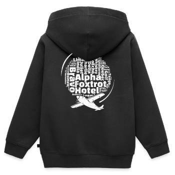 Phonetic Alphabet - Namen Alphabet Zeichen Phoneti - Kinder Premium Organic Zip Hoodie - Schwarz - Hinten - AI Model Kid Male (0cm)