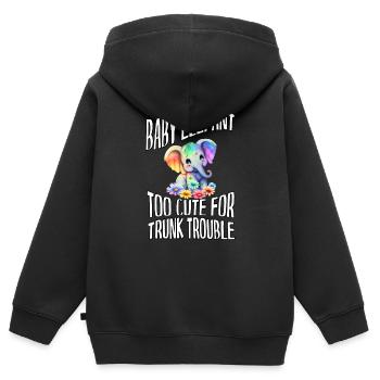 Die niedlichen Racker Baby-Elefanten in der Natur - Kinder Premium Organic Zip Hoodie - Schwarz - Hinten - AI Model Kid Male (0cm)