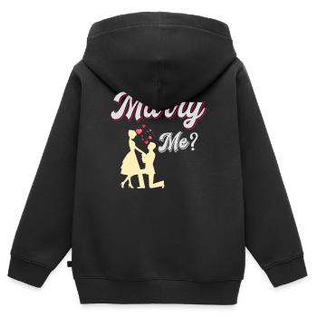 Heirate mich - Kinder Premium Organic Zip Hoodie - Schwarz - Hinten - AI Model Kid Male (0cm)