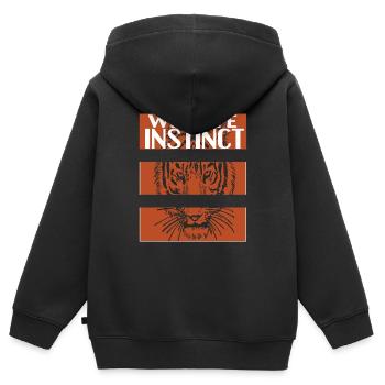Wildlife INSTINCT Cool Tiger Animal Lover Designs - Kids Premium Organic Zip-up Hoodie - black - Back - AI Model Kid Male (0cm)