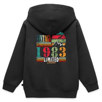Retro-Geburtstagsjahr Jahrgang 1983 - Kinder Premium Organic Zip Hoodie - Schwarz - Hinten - AI Model Kid Male (0cm)